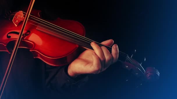 Violinista Tocando Palco Closeup — Vídeo de Stock