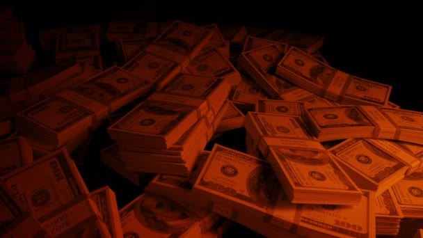 Man Takes Money Stacks Pile Firelight — Stock Video