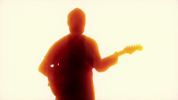 Μουσικός Παίζει Κιθάρα Κατά Στάδιο Φώτα — Αρχείο Βίντεο