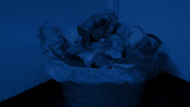 Passing Trash Can Dark — Stock Video
