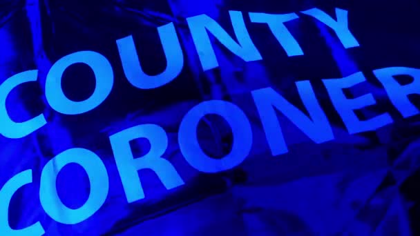 County Koroner Body Bag Police Lights — Stock video