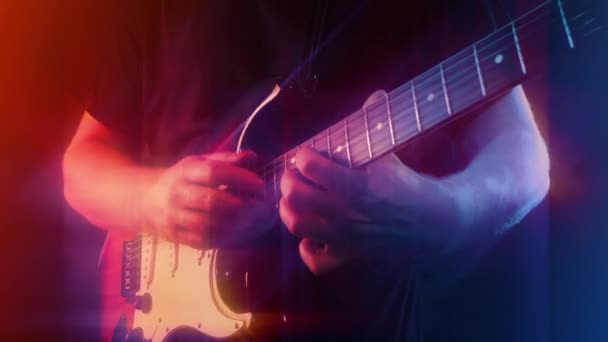 Guitariste Doigt Tapant Sur Scène — Video