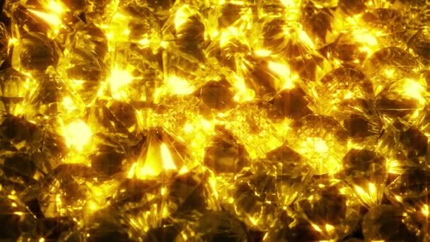 Gold Glowing Diamonds Treasure Concept — Stock Video