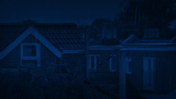 Lumière Allumée Éteinte Dans Maison Pendant Nuit Pluie — Video