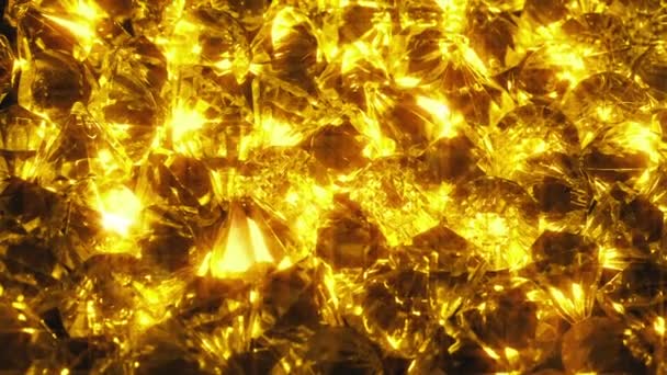 Sprankelende Magische Gouden Edelstenen Stapel — Stockvideo