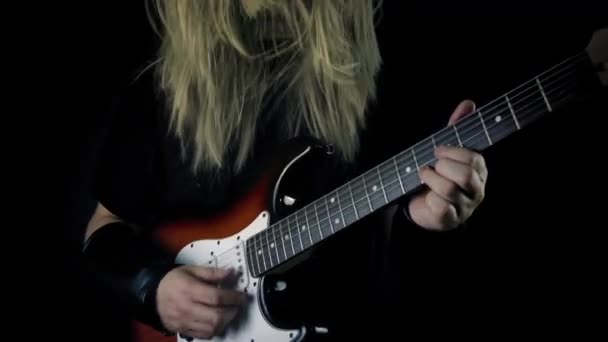 Beginner Pro Guitarist Practices Becomes Rock Star Stage — Stockvideo