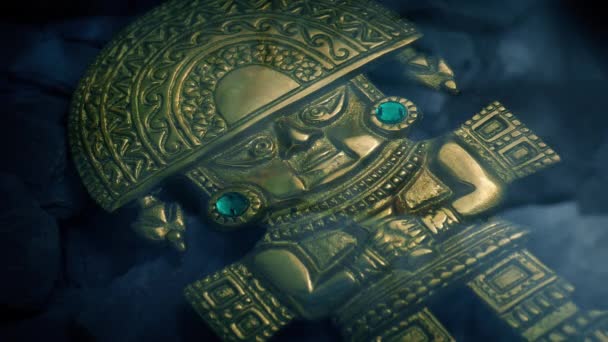 Figura Ouro Asteca Encontrado Pego Debaixo Água — Vídeo de Stock