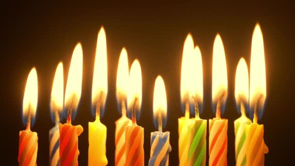 Colorful Birthday Candles Blown Out — Stock Video