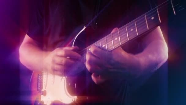 Gitarzysta Finger Tapping Wydajność Scenie — Wideo stockowe
