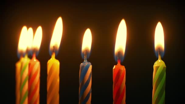 Velas Cumpleaños Torta Oscuridad — Vídeos de Stock