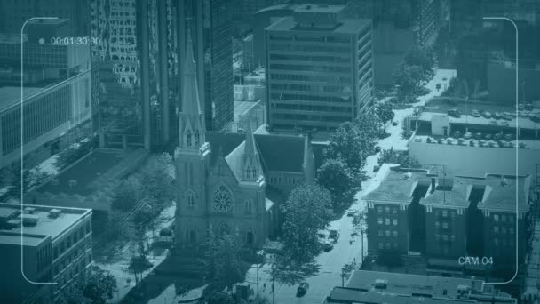 Şehir Merkezindeki Cctv Kiliseli Peyzaj — Stok video