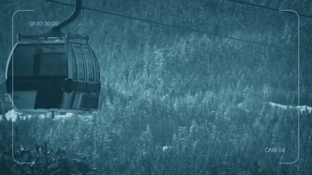 Cctv Ski Lifts Passing Mountains — Stock Video