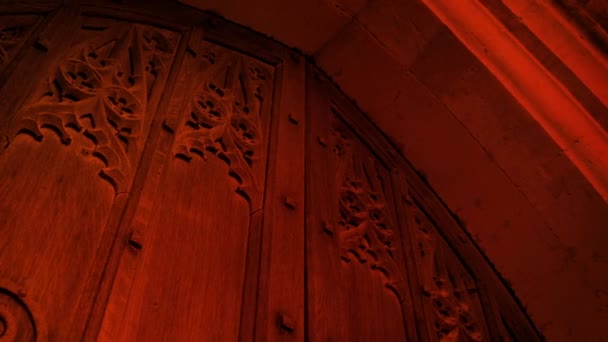Fire Lights Medieval Door Archway — Stock video