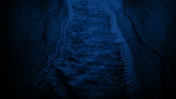 Вода Течет Трубе Ночью — стоковое видео