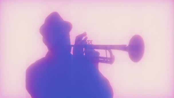 Τζαζ Κόμμα Τρομπέτα Παίκτης Silhouette Cutout — Αρχείο Βίντεο