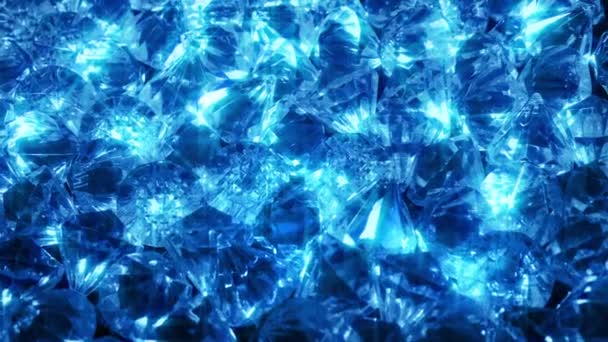 Ігристі Блакитні Діаманти Купи Цінних Дорогоцінних Каменів — стокове відео
