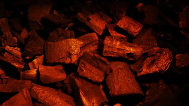 Uhlí Hromada Světle Ohně Pohybující Výstřel — Stock video