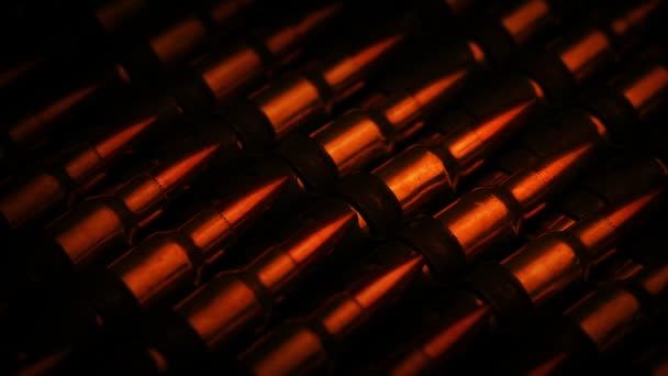 Passing Rows Gun Ammunition Fire Glow — Stock Video