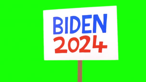 2024 Biden Sign Held Greenscreen Ángulos — Vídeo de stock