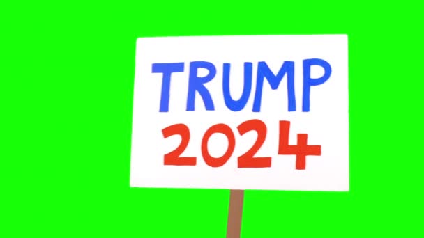 2024 Trump Sign Held Greenscreen Kąty — Wideo stockowe