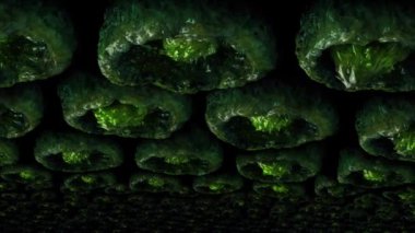 Mutant Yeşil Yaratıklar Mağara Damında Kıvranıyor