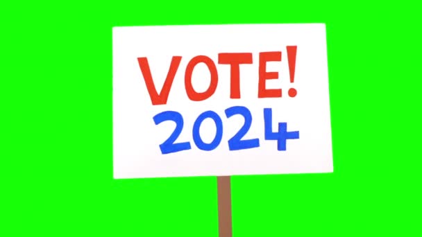 Hlasujte 2024 Přihlaste Zeleň Obrazovka Úhly — Stock video
