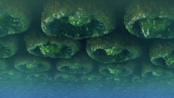 Туманное Инопланетное Гнездо Сотнями Существ Крыше — стоковое видео