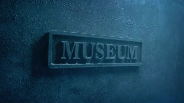 Museumsschild Regen Dramatisches Äußere — Stockvideo