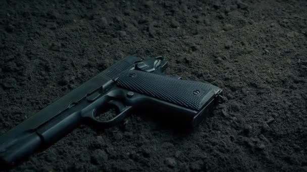 Police Photograph Gun Ground Crime Scene — Stock Video