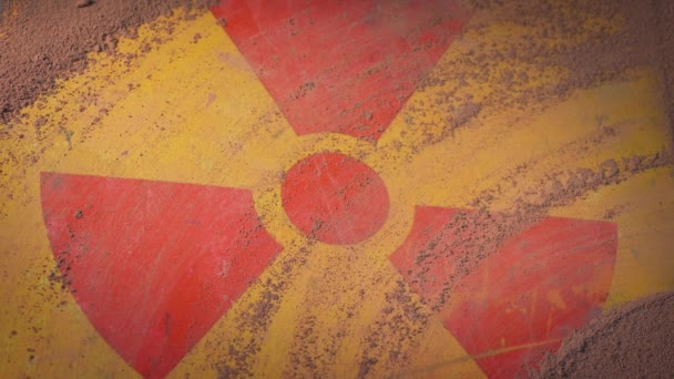 Soil Wiped Nuclear Sign Barehanded Gloved — Stock Video