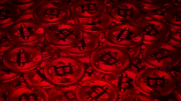 Bitcoin Piros Fényben Crash Értékvesztés Koncepció — Stock videók