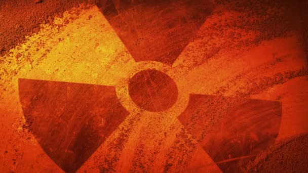Sinal Nuclear Encontrado Sob Detritos Luz Fogo Versões — Vídeo de Stock