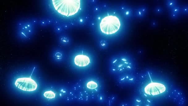 Moving Glowing Trees Jellyfish Lights Party Event Megjelenítése — Stock videók