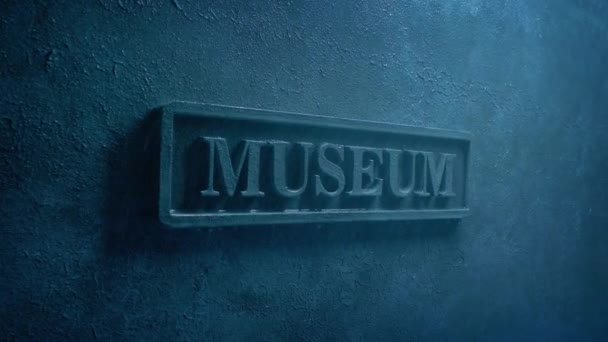 Blitz Und Regen Auf Museumsschild — Stockvideo