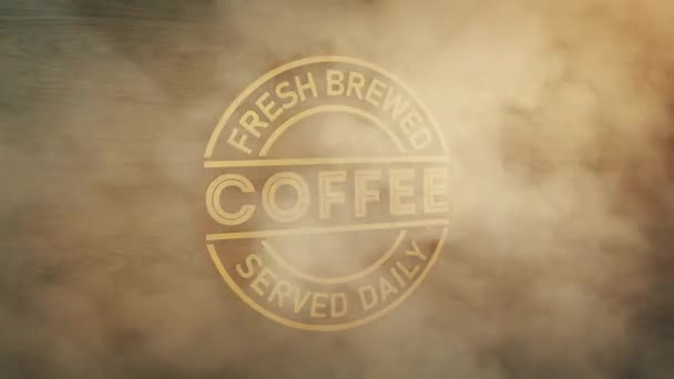 Kaffeeröstung Dampft Über Cafe Schild — Stockvideo