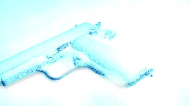 Поліцейський Фотограф Пістолет Впав Сніг — стокове відео