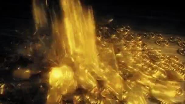 Altın Paralar Karanlık Oda Daki Masaya Dökülür — Stok video