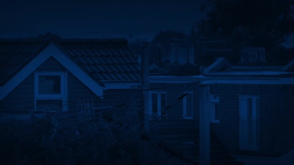 Licht Aan Uit Huis Nachts Buitenwijken — Stockvideo
