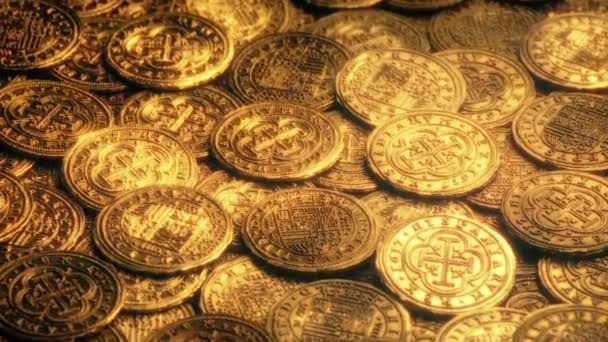 Spousta Středověkých Zlatých Mincí — Stock video