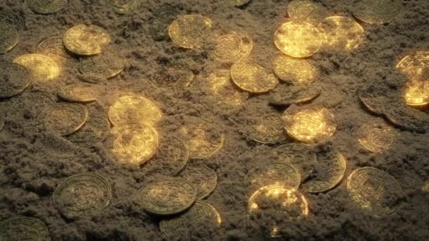 Золоті Монети Піску — стокове відео