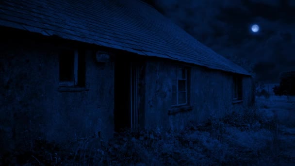 Derelict House Countryside Night — Stock Video