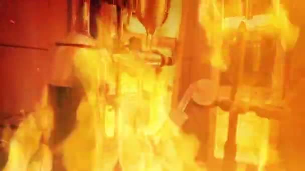Fuego Laboratorio Con Equipo Combustión — Vídeos de Stock
