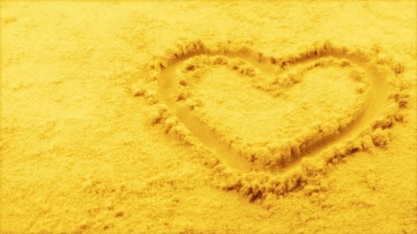 Amore Cuore Simbolo Disegnato Nella Sabbia Scena Nostalgica — Video Stock