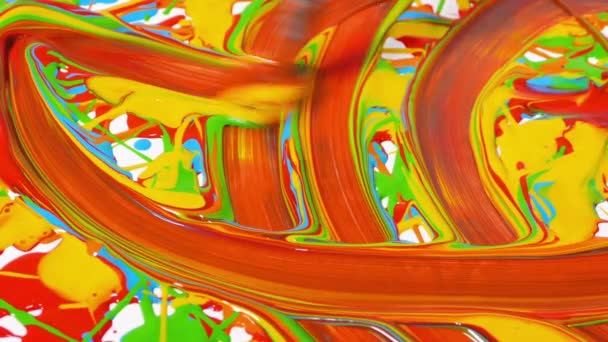 Dokonywanie Abstrakcyjnej Sztuki Kolorowymi Farbami Zbliżeń — Wideo stockowe