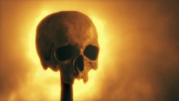骷髅与闪耀的烟雾中的中世纪场景 — 图库视频影像