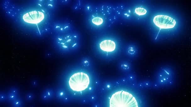Gloeiende Lichtbollen Lichten Dromerige Vreemde Omgeving — Stockvideo