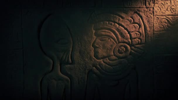 Antik Uzaylılar Ziyaretçi Kral Oymacılığı — Stok video