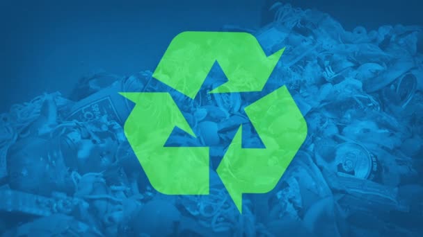 Grande Pile Ordures Avec Concept Recyclage Symboles — Video