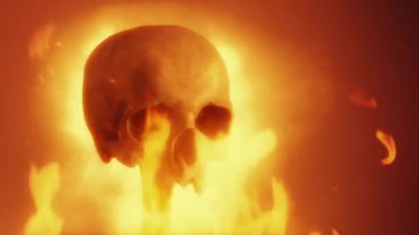 Skull Flames Smoke Swirling — стокове відео