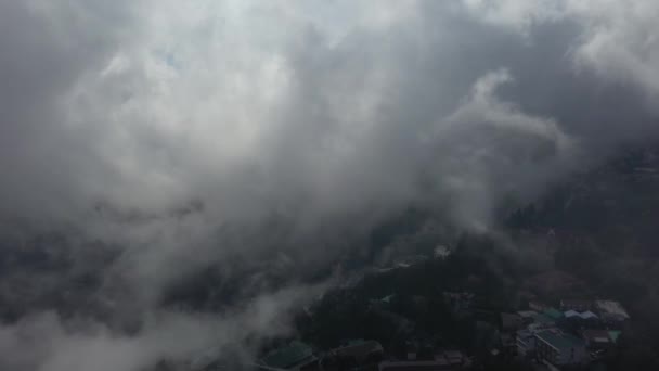 Luchtfoto Van Zonsondergang Himalaya Van Indiase Stad Mussoorie Uttarakhand Hoogwaardige — Stockvideo